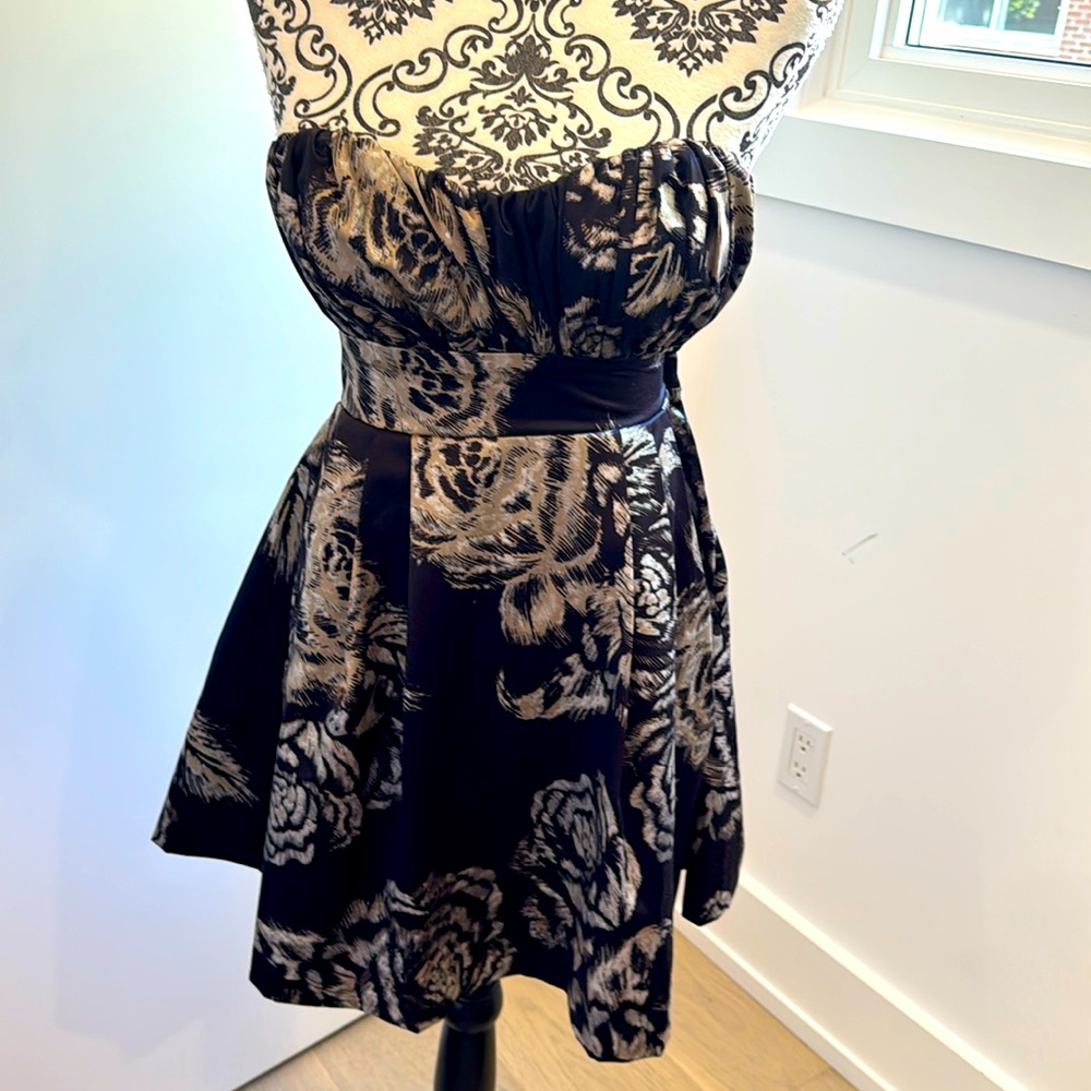 Guess Shimmer Strapless Cocktail Dress